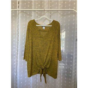 #6 Cozy Mustard key hole neck bottom tie tee - curve size